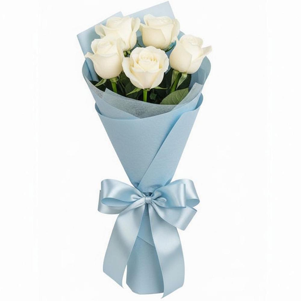 Букет 5 Белых роз Проуд в Неме