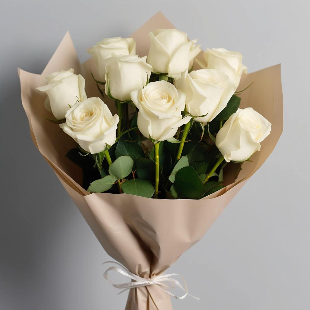 Букет 9 Белых роз Эдлесс Лав в Неме