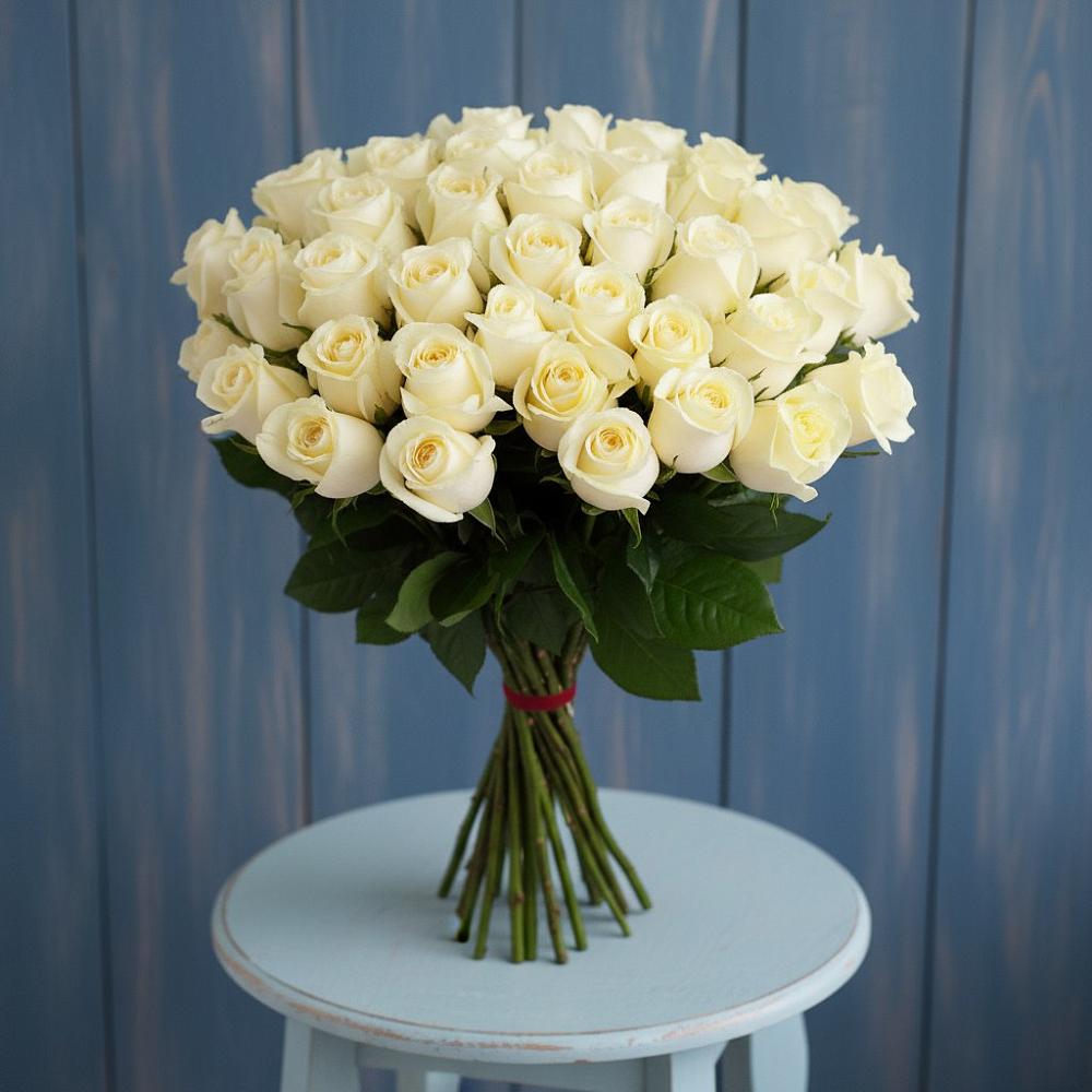 Букет 51 Белая роза Эдлесс Лав в Неме