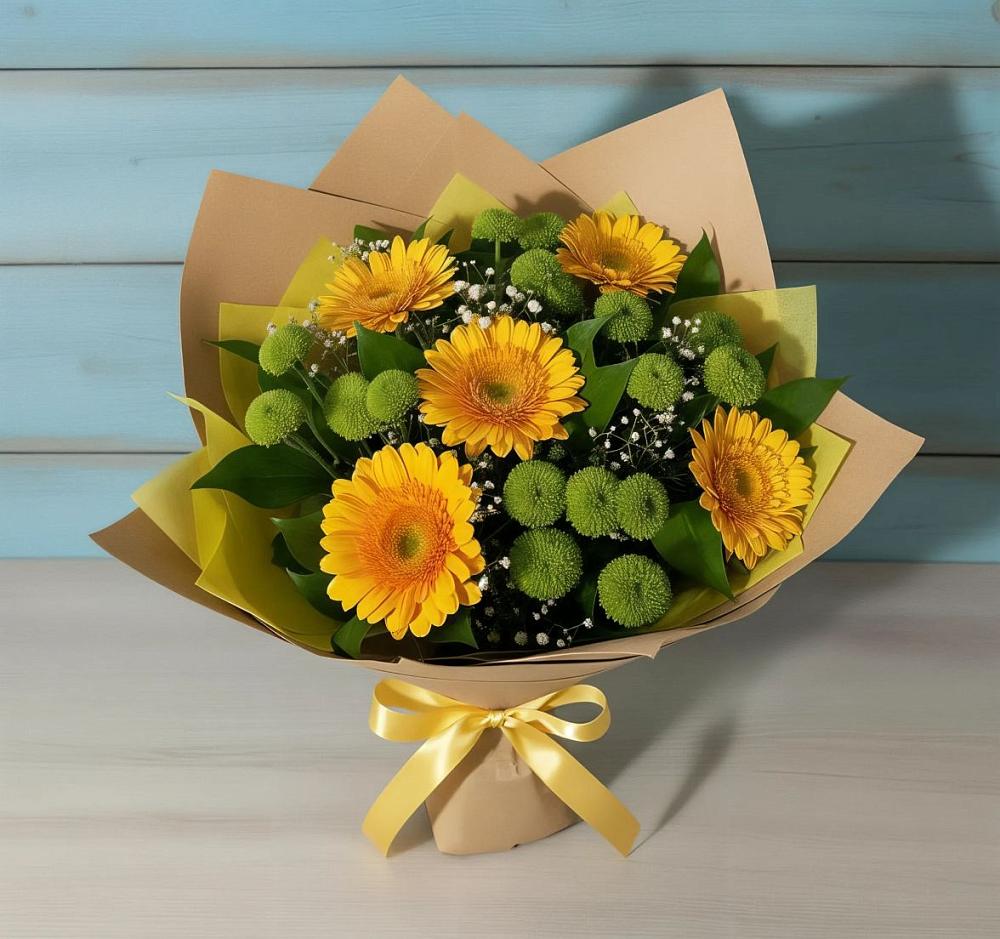 Букет цветов из: Герберы и Хризантемы в Неме