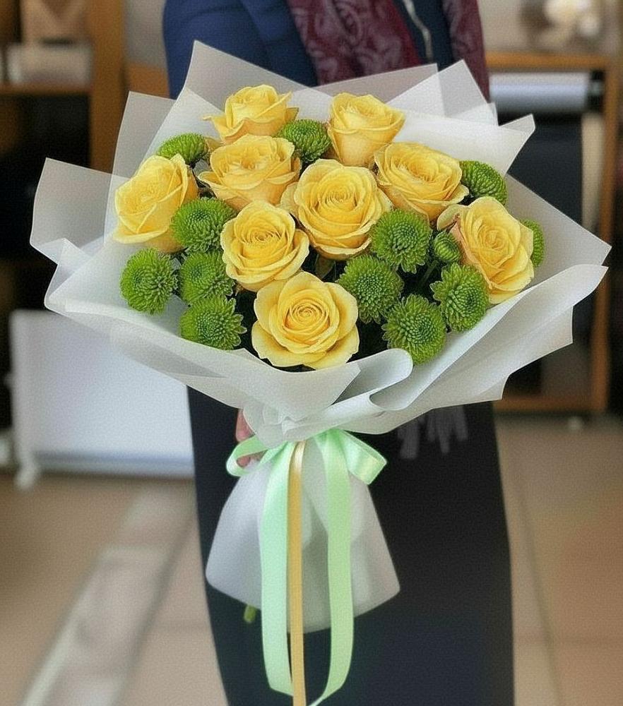 Букет цветов из: Хризантемы и Розы в Неме
