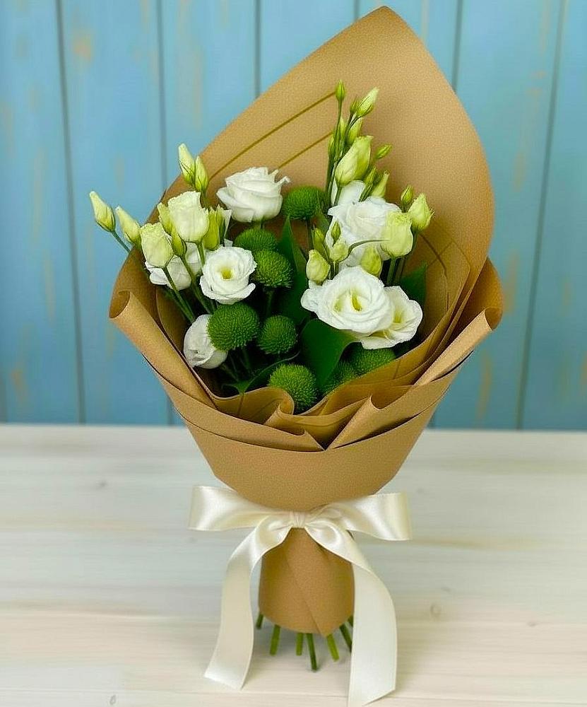 Букет цветов из: Хризантемы и Лизиантусы в Неме