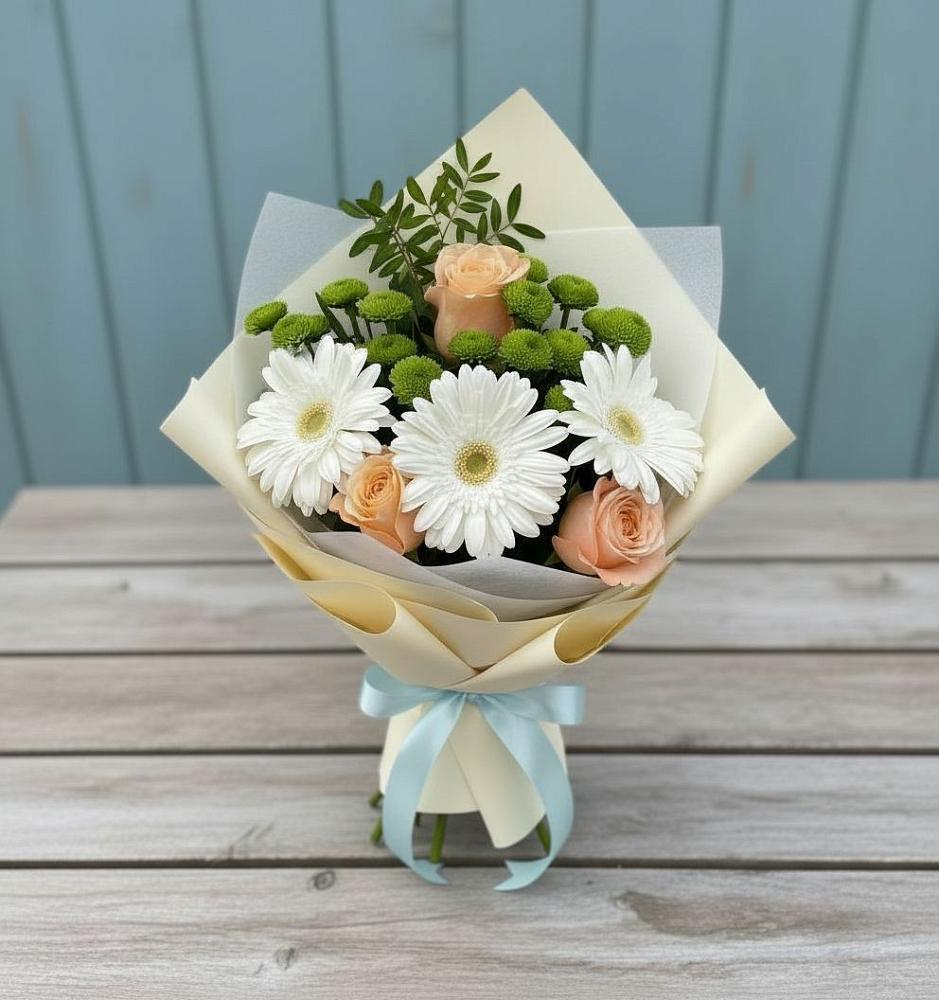 Букет цветов из: Герберы, Розы и Хризантемы в Неме