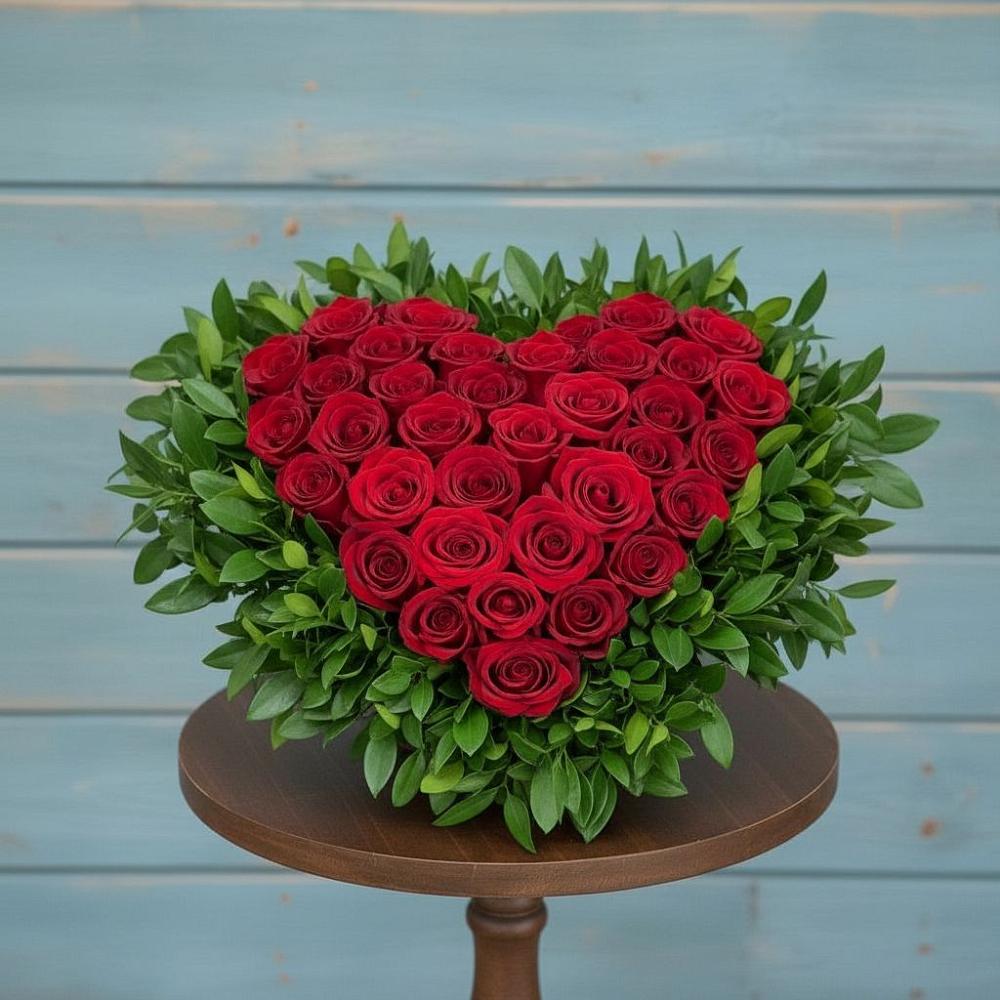 Цветочная композиция из Розы в виде сердца в Неме