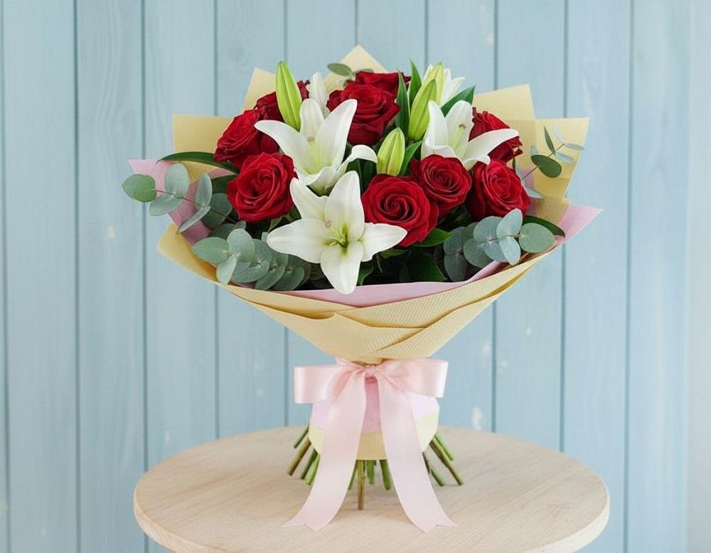 Букет цветов из: Лилии и Розы в Неме